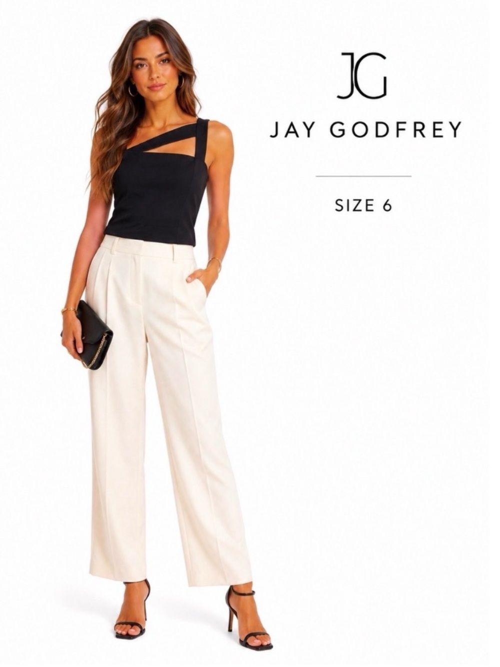 JAYGODFREY Black Strappy Cut Out Peplum Tank Top